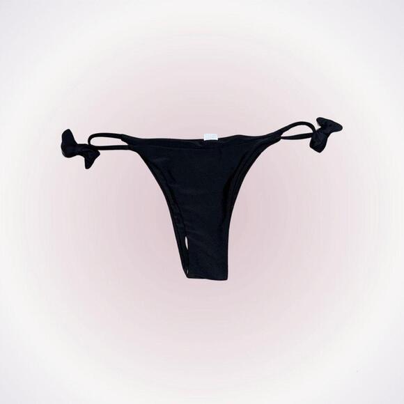 Black Bikini Bottoms with Side Ties | Sz S - Picture 1 of 5
